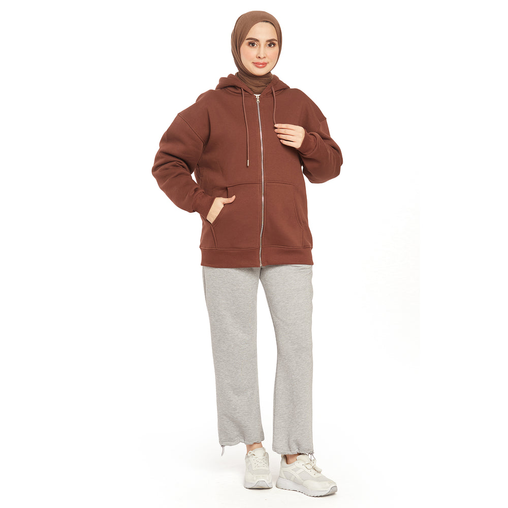 Fermuarlı Kapüşonlu Cep Detaylı Sweatshirt