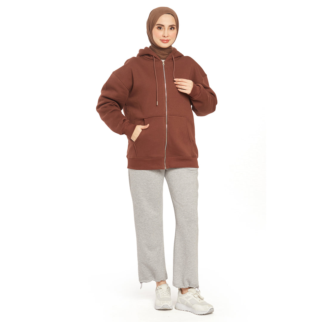 Fermuarlı Kapüşonlu Cep Detaylı Sweatshirt