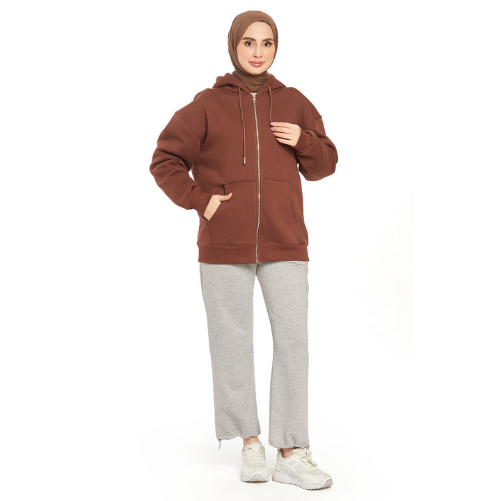 Fermuarlı Kapüşonlu Cep Detaylı Sweatshirt