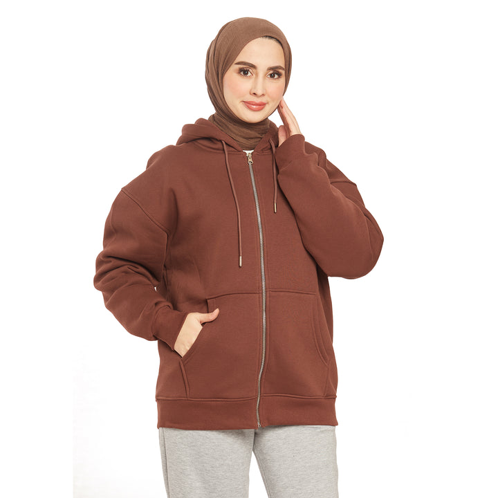 Fermuarlı Kapüşonlu Cep Detaylı Sweatshirt