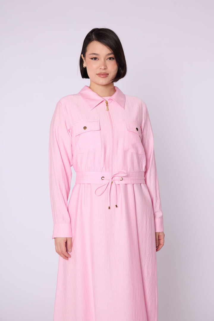 Polo Yaka Cep Detaylı Ceketli Elbise