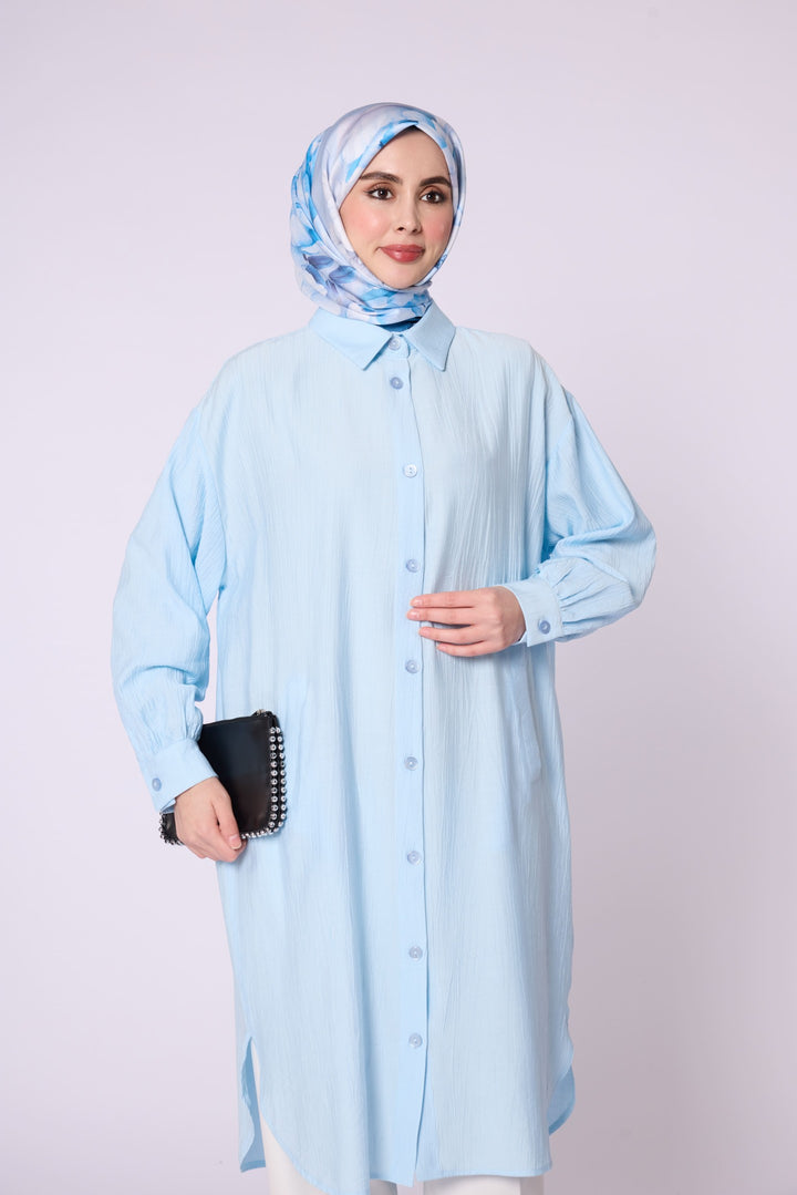 Polo Yaka Cep Detaylı Düğmeli Tunik