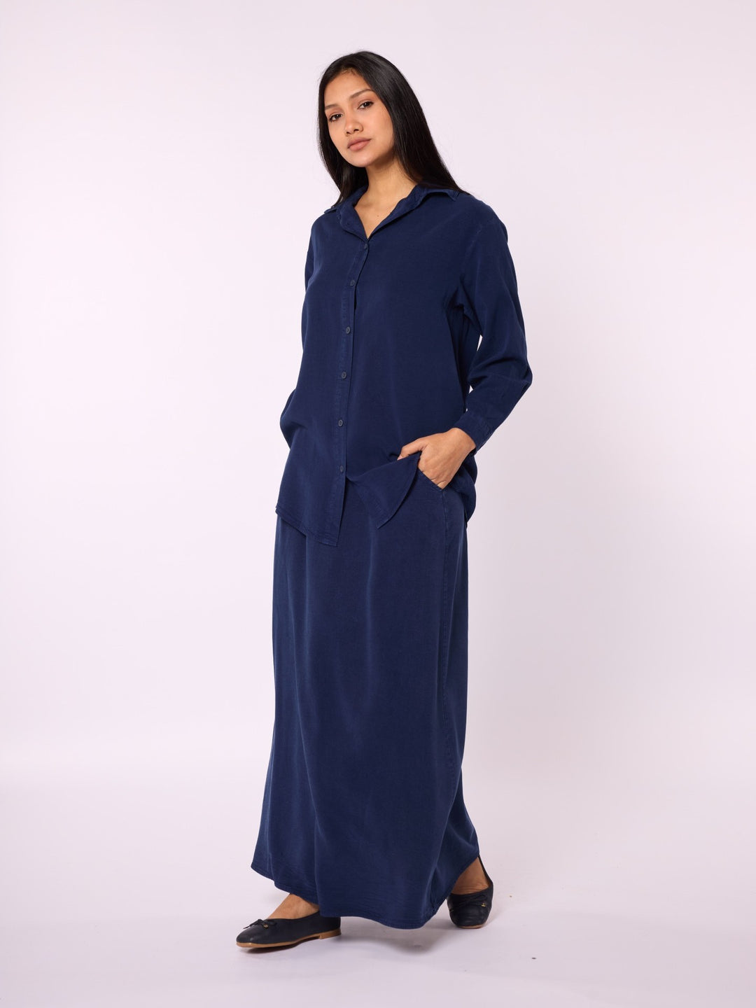 Tencel Kumaş Polo Yaka Tunik Gömlek