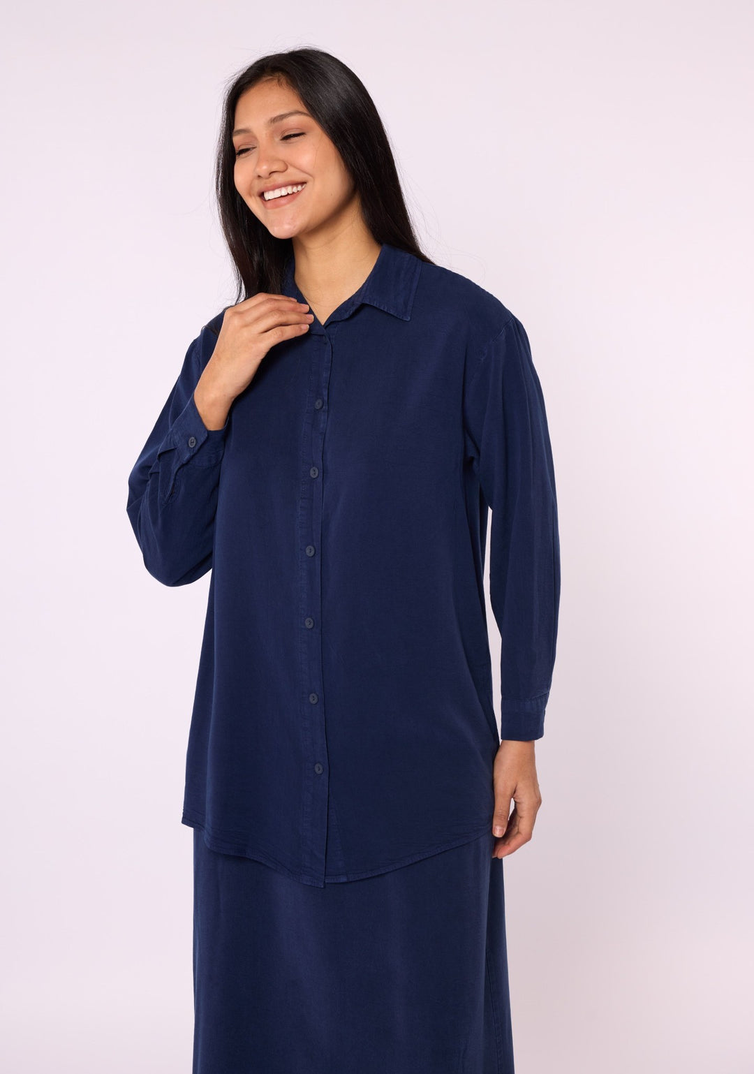 Tencel Kumaş Polo Yaka Tunik Gömlek