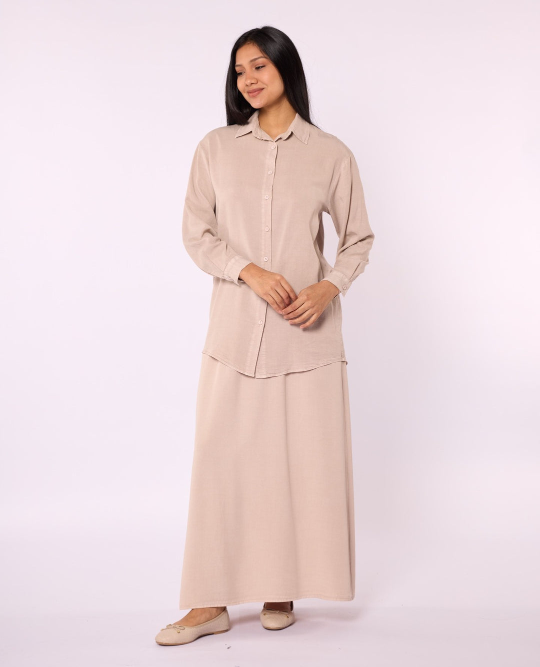 Tencel Kumaş Polo Yaka Tunik Gömlek