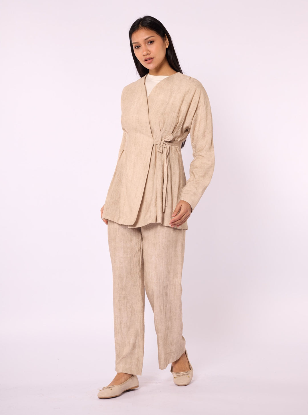 Kimono Ceketli Pantolonlu İkili Takım