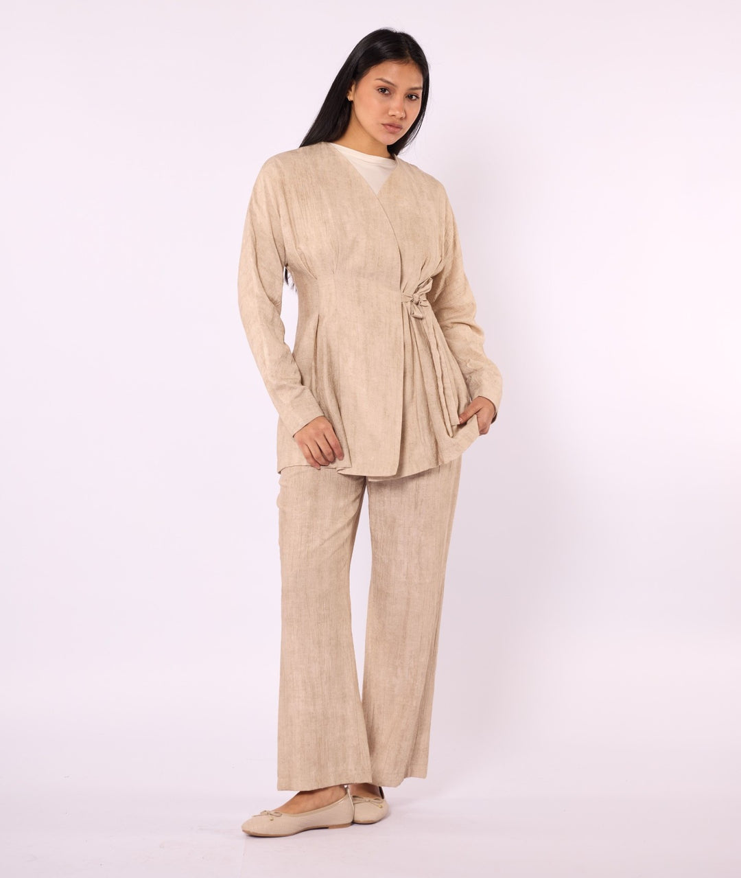 Kimono Ceketli Pantolonlu İkili Takım