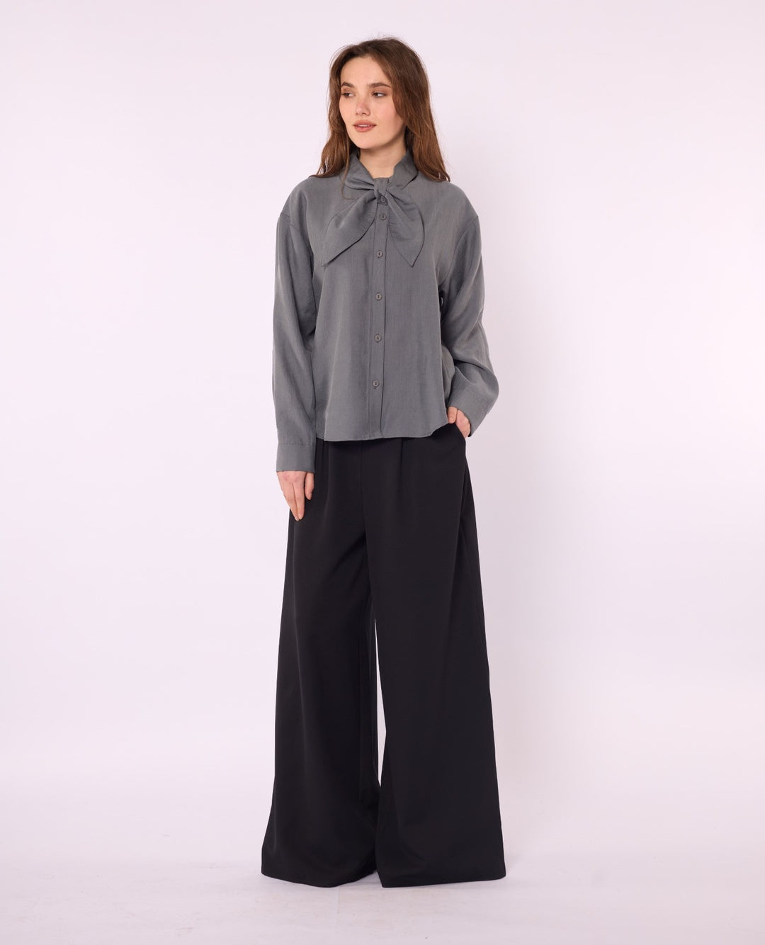 Fiyonk Detaylı Tencel Gömlek