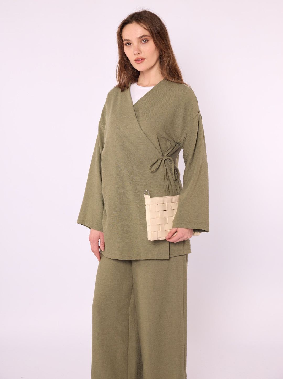 Kimono Ceketli Pantolonlu Takım