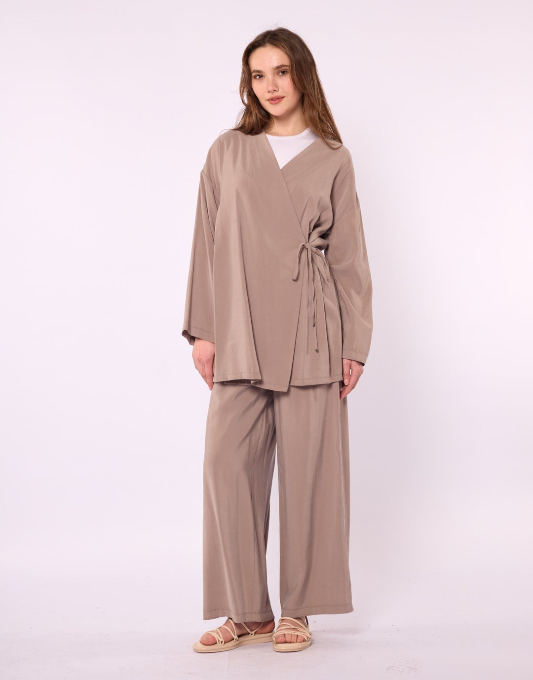 Kimono Ceketli Pantolonlu Takım