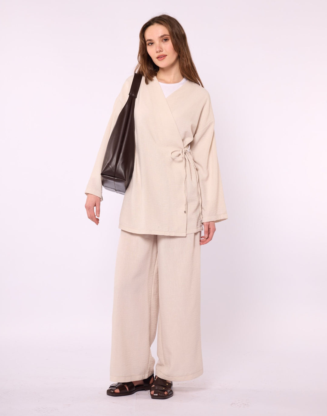 Kimono Ceketli Pantolonlu Takım