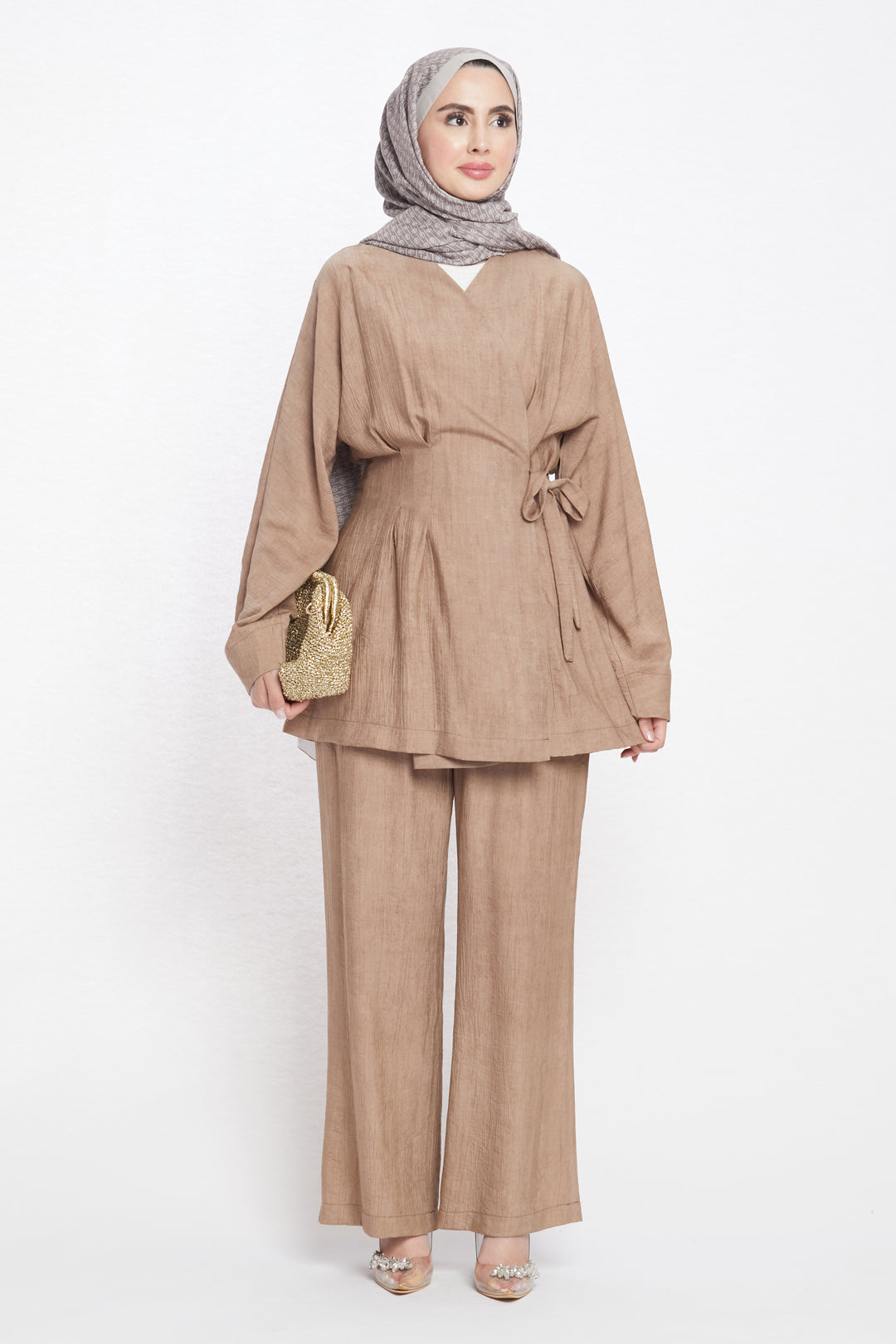 Kimono Ceketli Pantolonlu İkili Takım