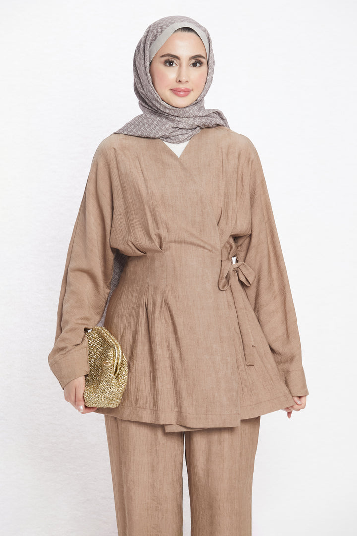 Kimono Ceketli Pantolonlu İkili Takım