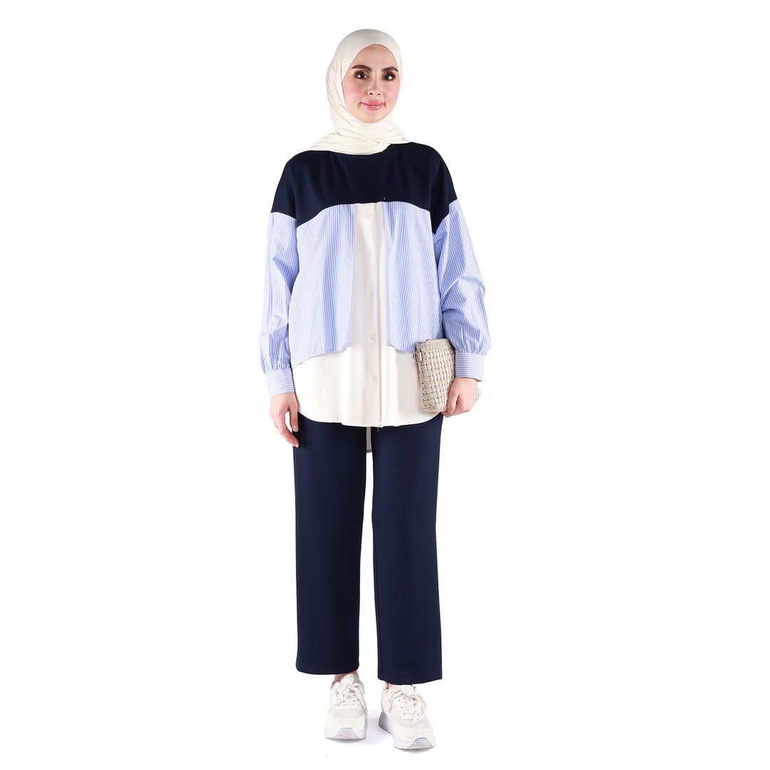 Gömlek Görünümlü Tunik Pantolonlu Takım