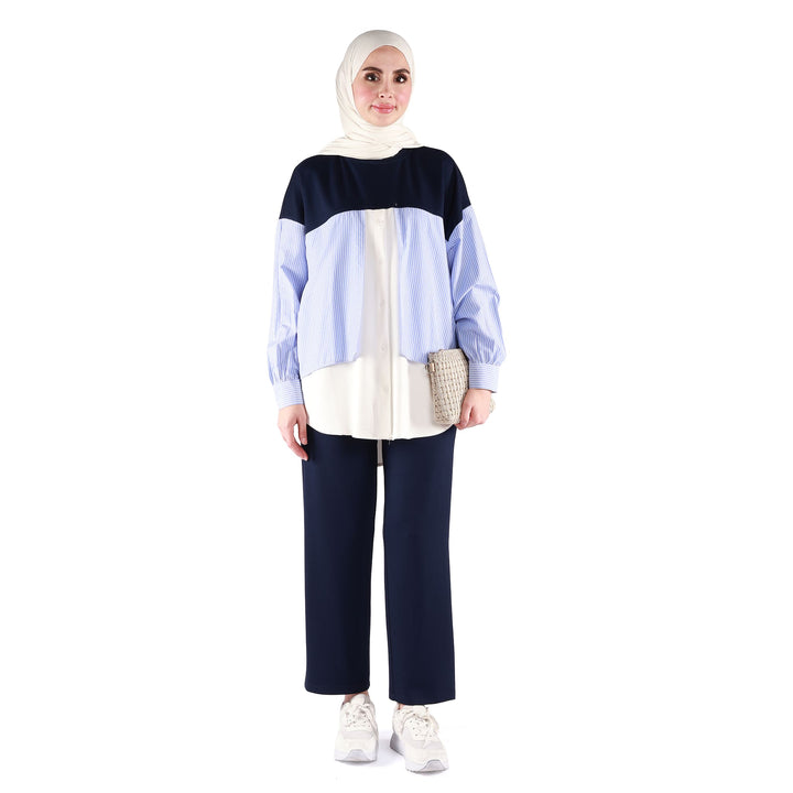 Gömlek Görünümlü Tunik Pantolonlu Takım