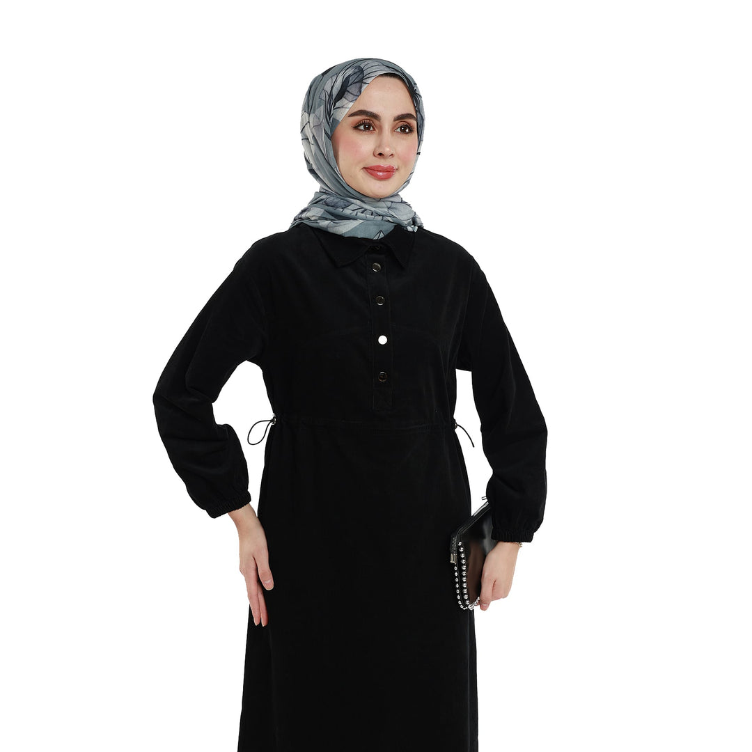 Polo Yaka Büzgü Detaylı Maxi Elbise ABACI Online Türkiye