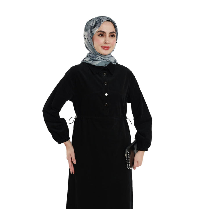 Polo Yaka Büzgü Detaylı Maxi Elbise ABACI Online Türkiye