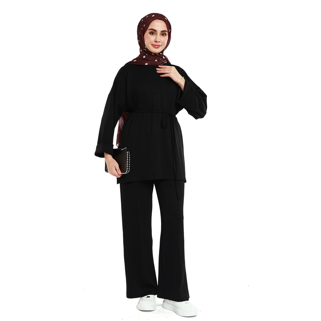 Oversize Pantolonlu Takım Bel Bağcıklı ve Kol Kat Detaylı ABACI Online Türkiye