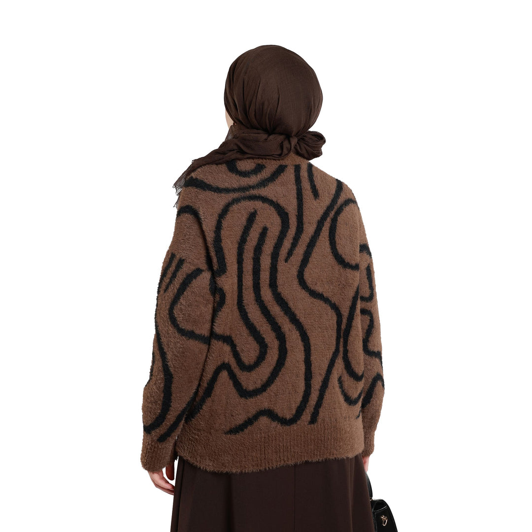 Zebra Desen Triko Kazak