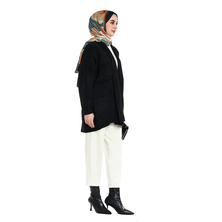 Şal Yaka Tüylü Düğmesiz Oversize Hırka ABACI Online Türkiye