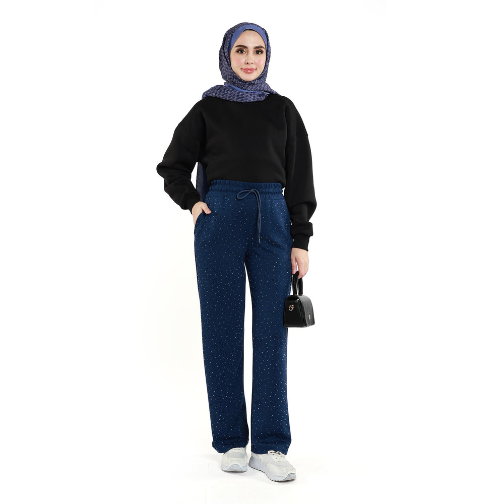 Taş İşlemeli Lastıklı Pantolon