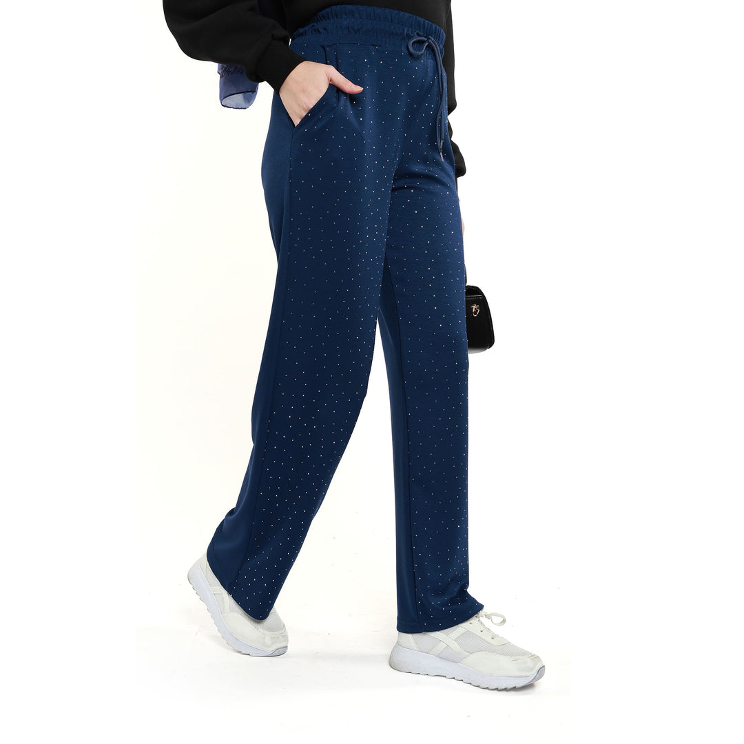Taş İşlemeli Lastıklı Pantolon