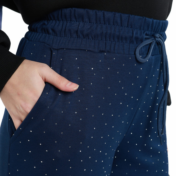 Taş İşlemeli Lastıklı Pantolon
