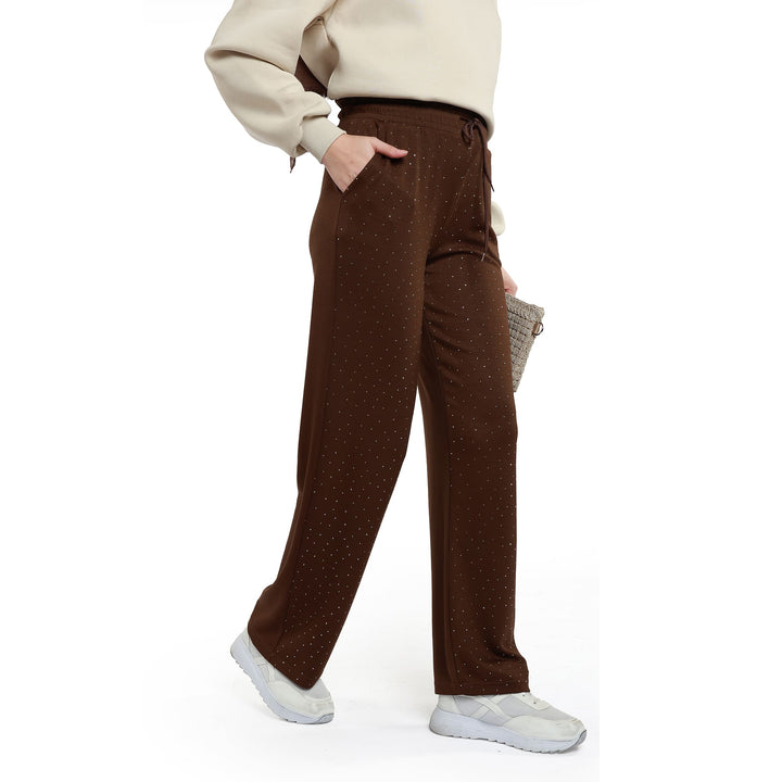 Taş İşlemeli Lastıklı Pantolon