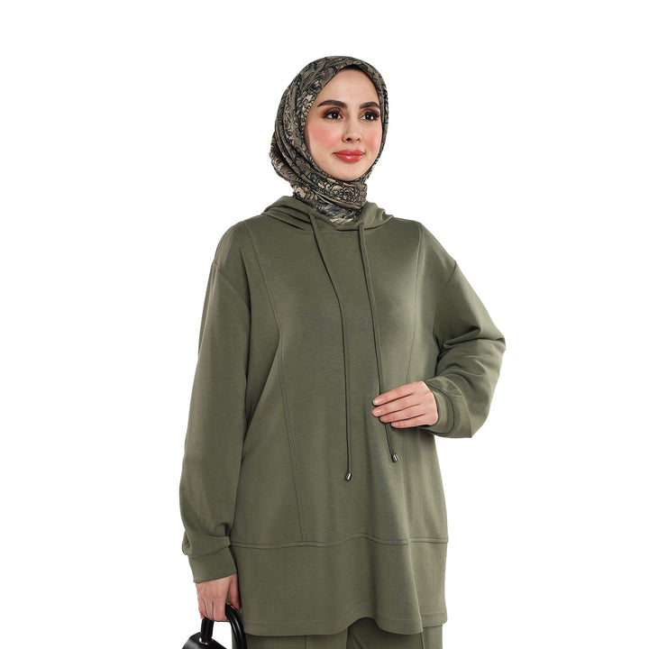 Modal Kumaş Kapüşonlu Pantolonlu Takım