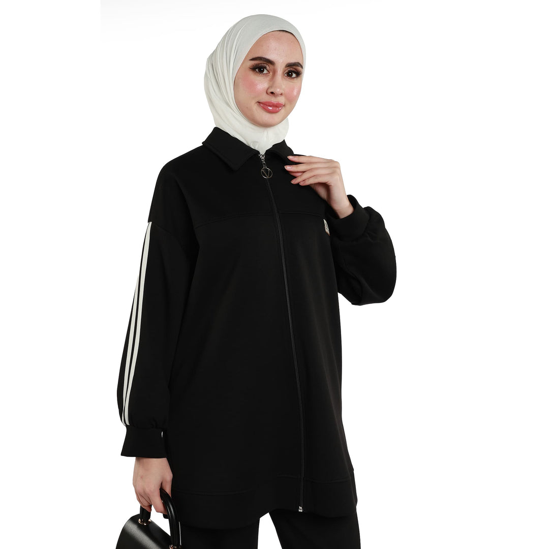 Çizgi Detaylı Fermuarlı Polo Yaka İkili Takım ABACI Online Türkiye