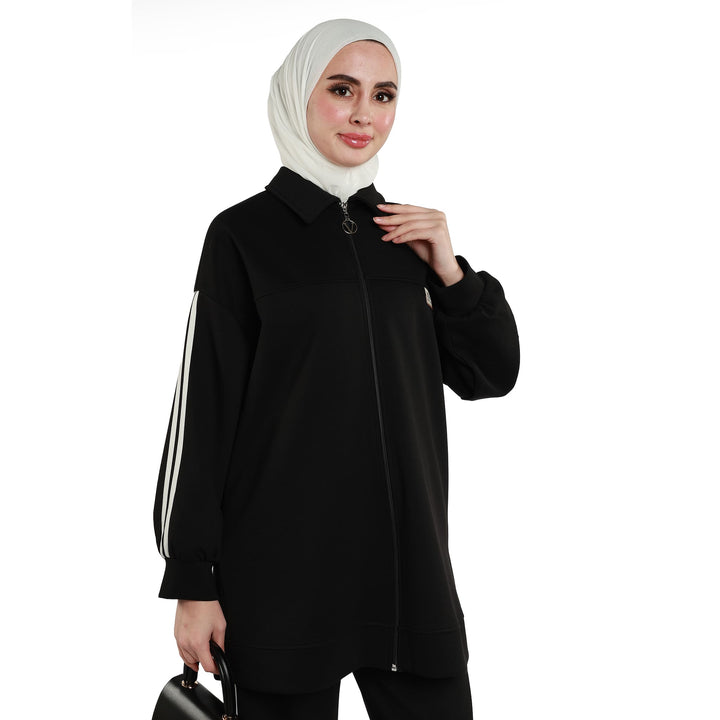 Çizgi Detaylı Fermuarlı Polo Yaka İkili Takım ABACI Online Türkiye