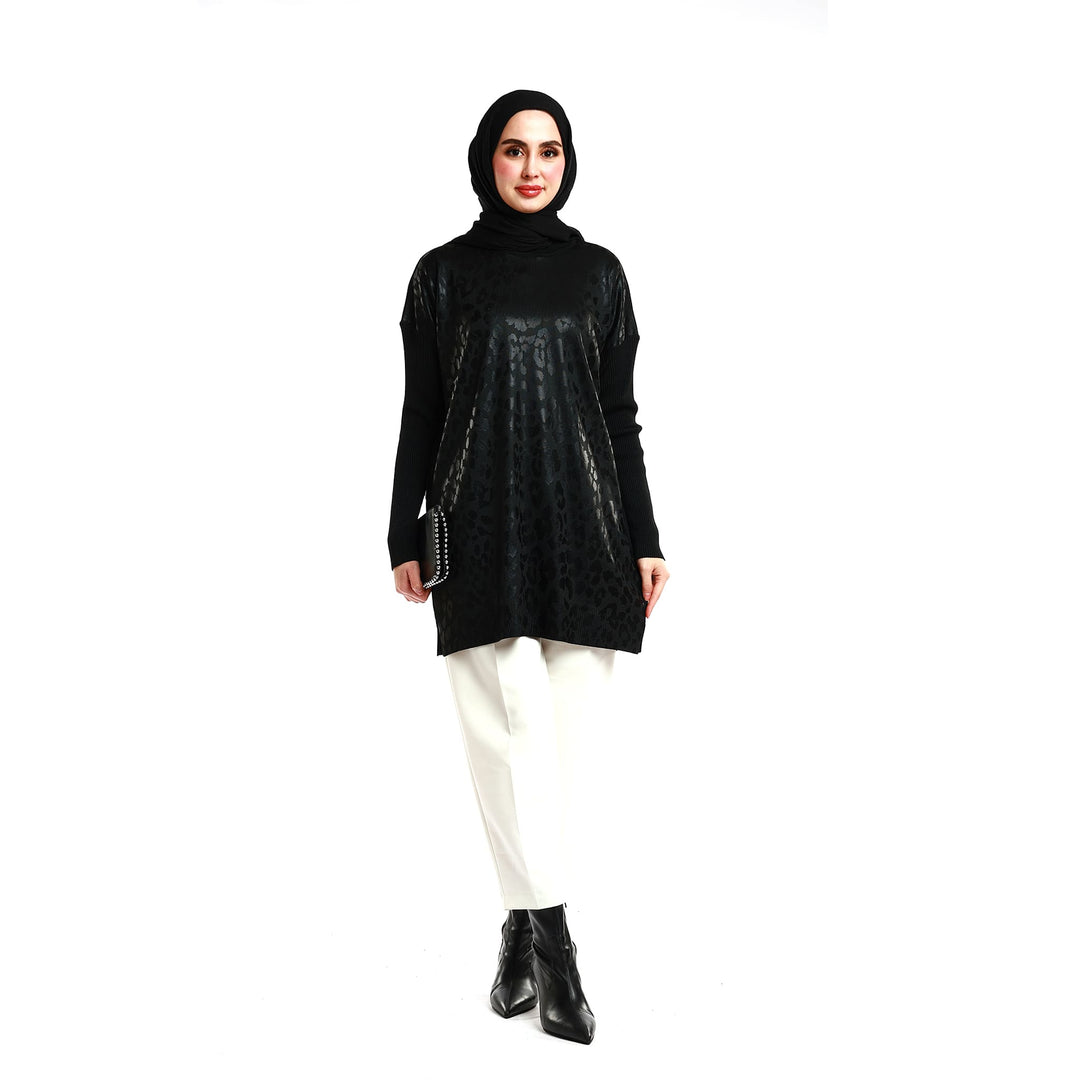 Parlak Leopar Baskılı Uzun Tunik