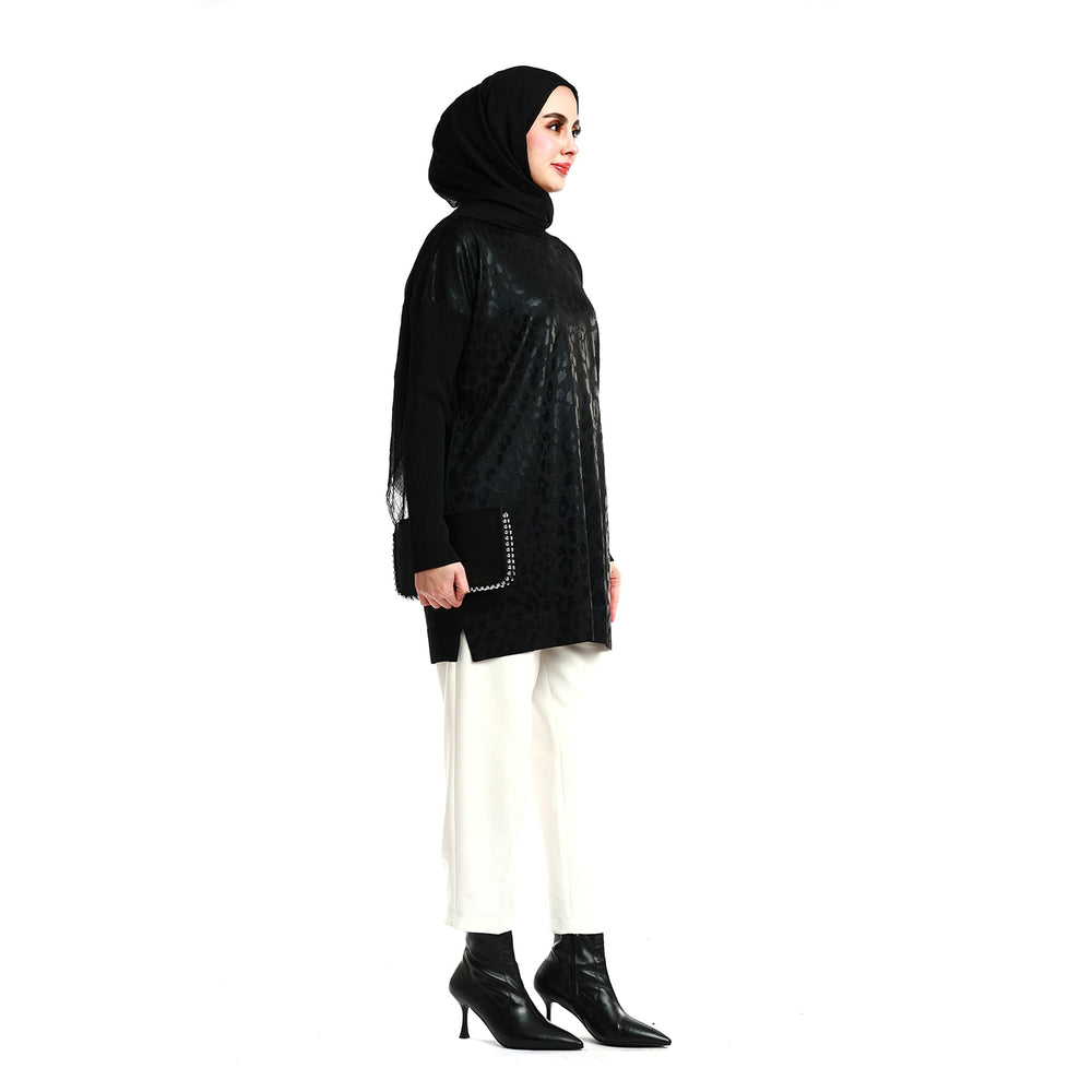 Parlak Leopar Baskılı Uzun Tunik