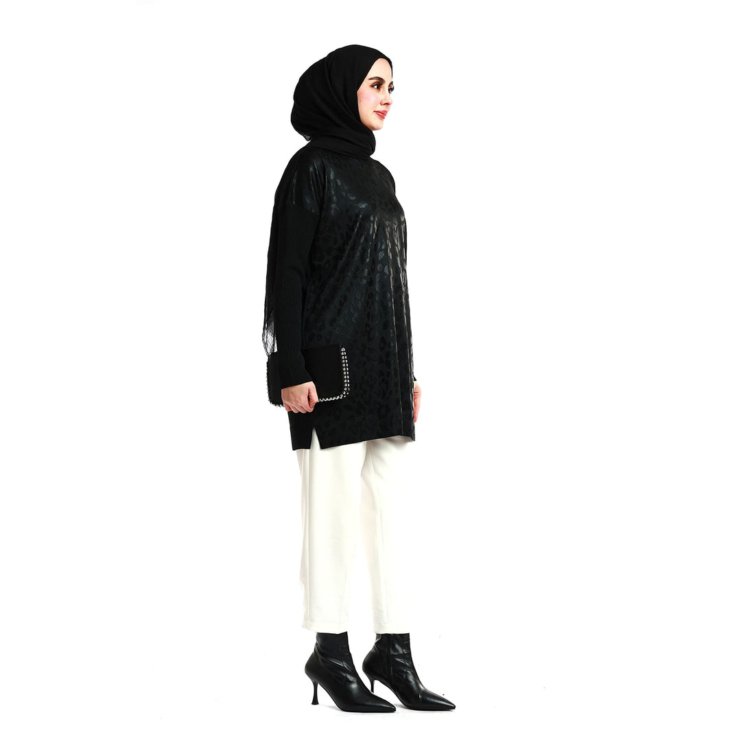 Parlak Leopar Baskılı Uzun Tunik