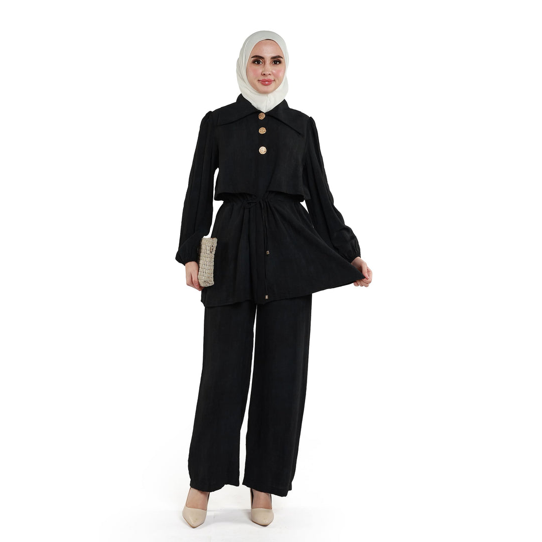 Polo Yaka Düğmeli Pantolunlu Takım