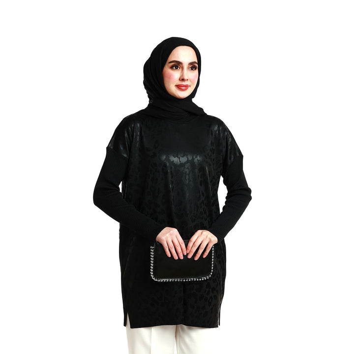 Parlak Leopar Baskılı Uzun Tunik ABACI Online Türkiye
