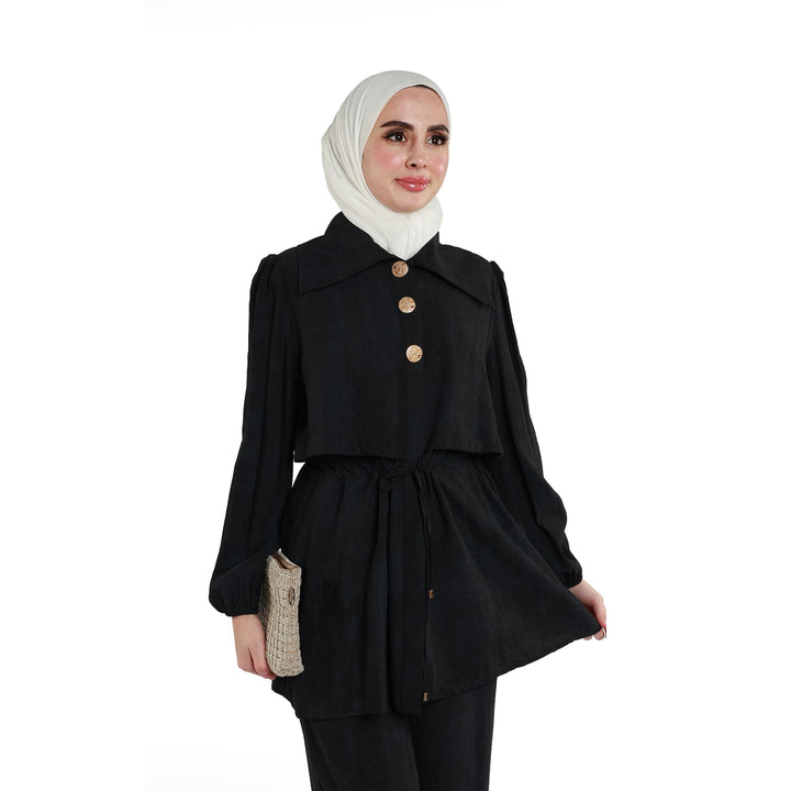 Polo Yaka Düğmeli Pantolunlu Takım