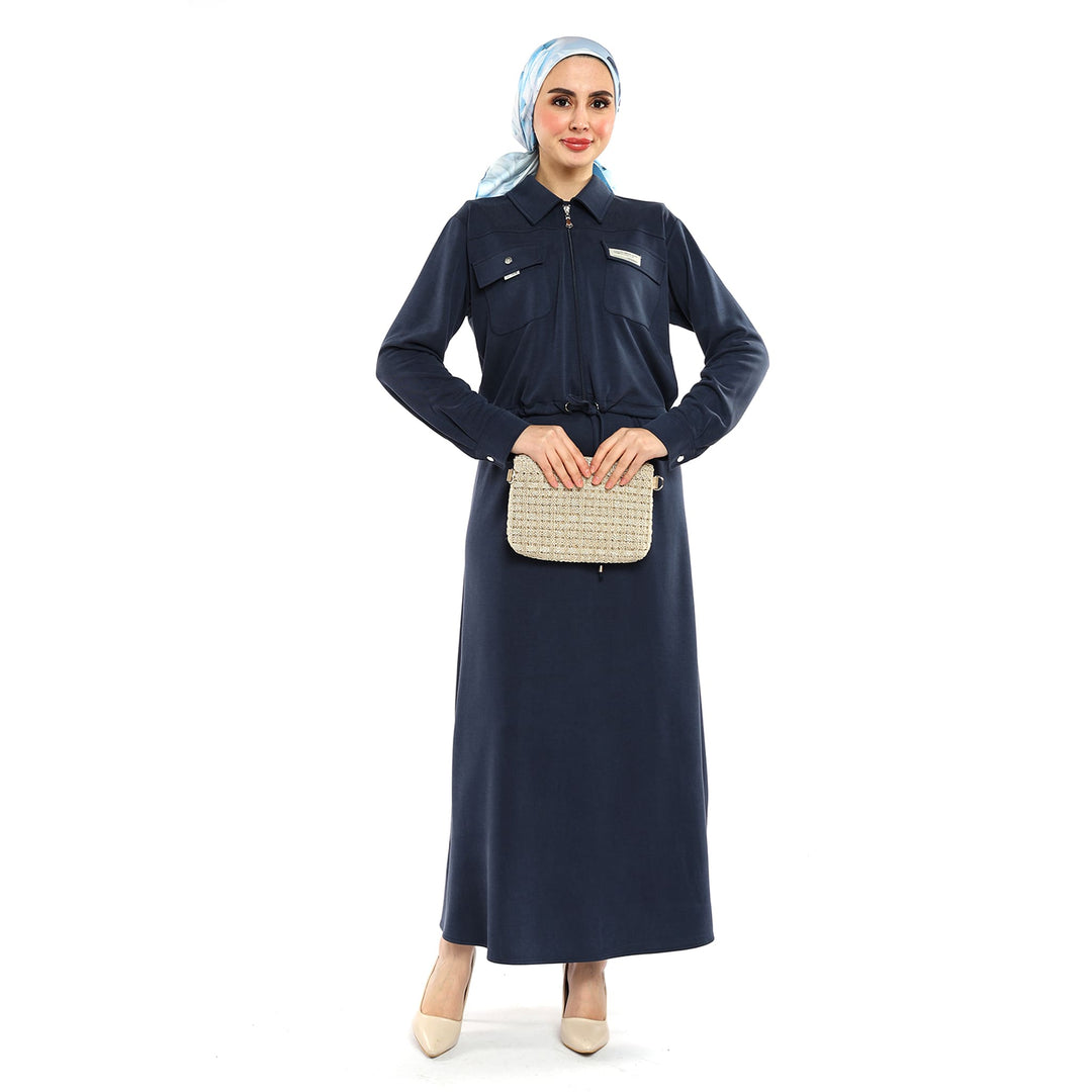 Askılı Elbiseli Fermuarlı Polo Yaka Ceketli Takım ABACI Online Türkiye