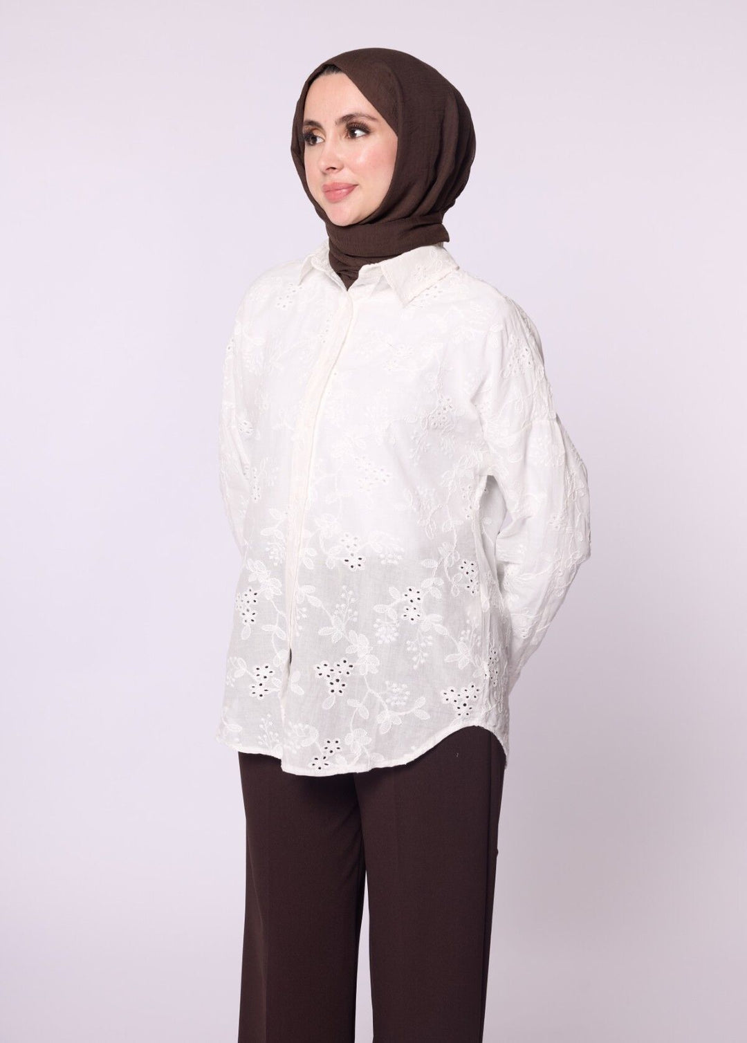 Polo Yaka Brodeli Oversize Gömlek