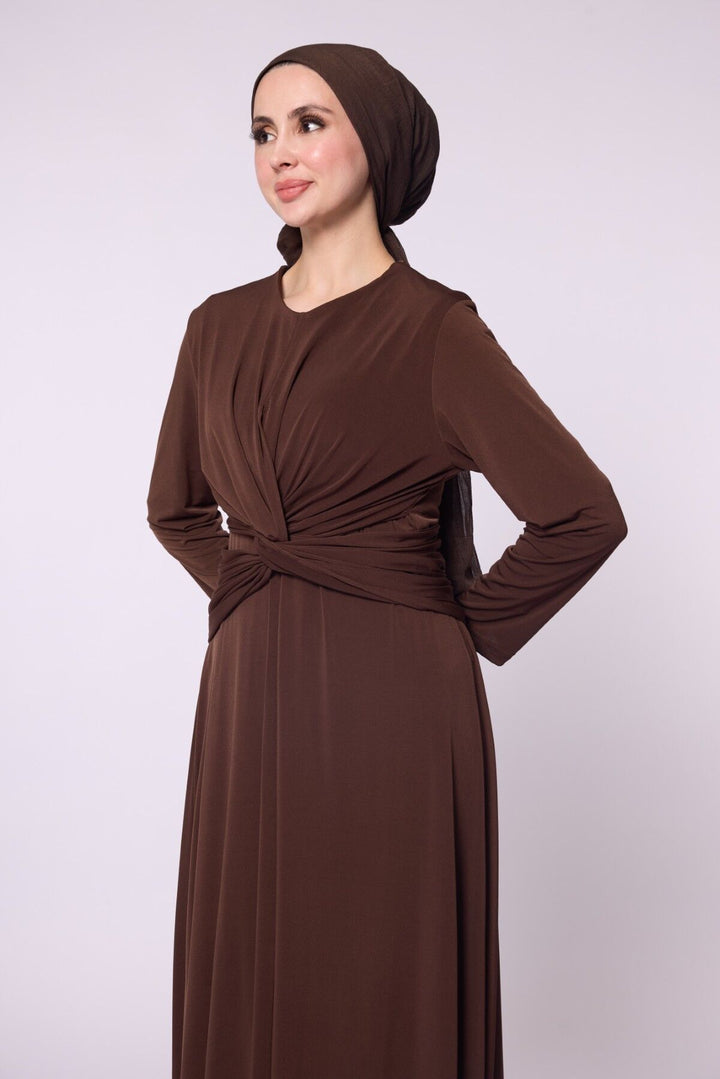 Çapraz Drape Detaylı Sandy Abiye