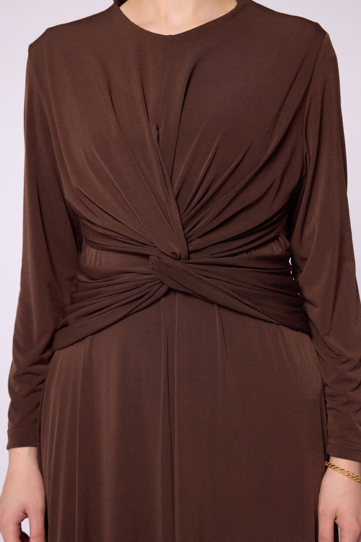 Çapraz Drape Detaylı Sandy Abiye