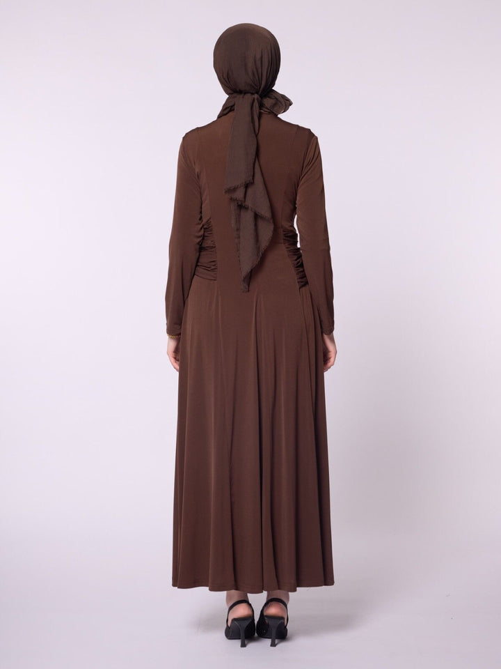 Çapraz Drape Detaylı Sandy Abiye