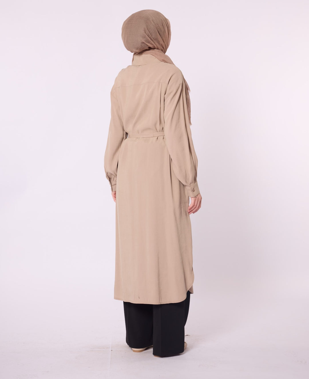 Bel Bağcıklı Polo Yaka Gömlek Tunik