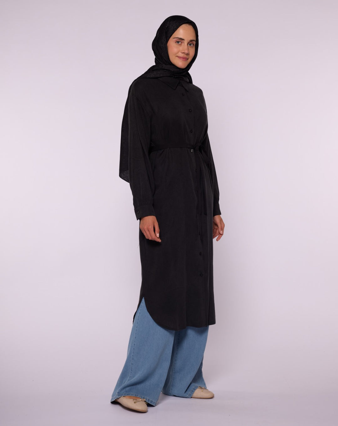 Bel Bağcıklı Polo Yaka Gömlek Tunik