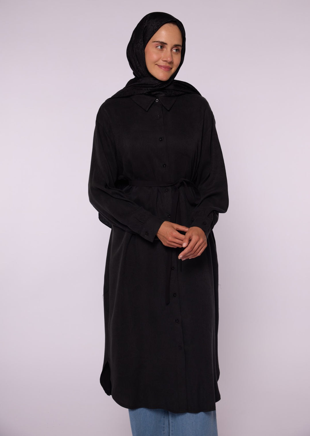 Bel Bağcıklı Polo Yaka Gömlek Tunik