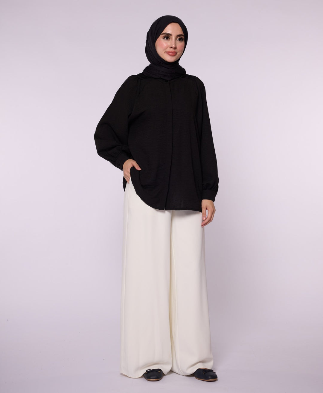 Reglan Kol Gizli Pat Tunik Gömlek