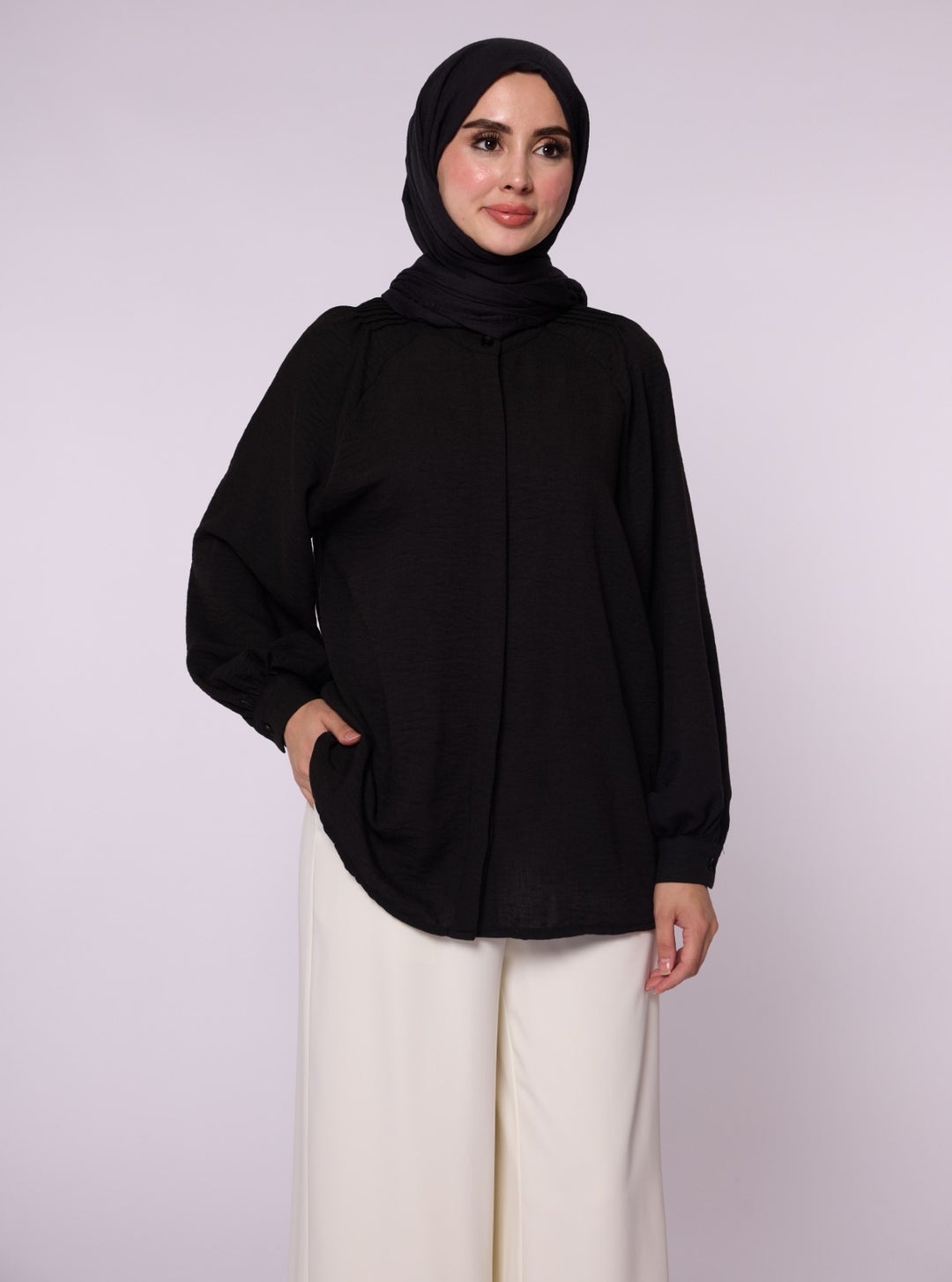 Reglan Kol Gizli Pat Tunik Gömlek