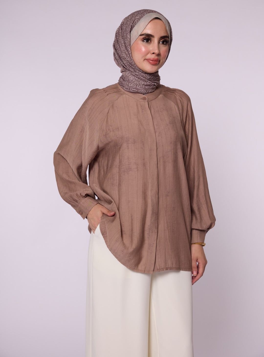 Reglan Kol Gizli Pat Tunik Gömlek