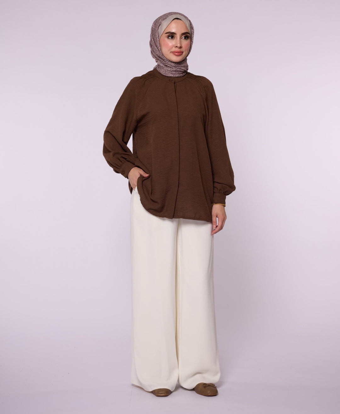 Reglan Kol Gizli Pat Tunik Gömlek