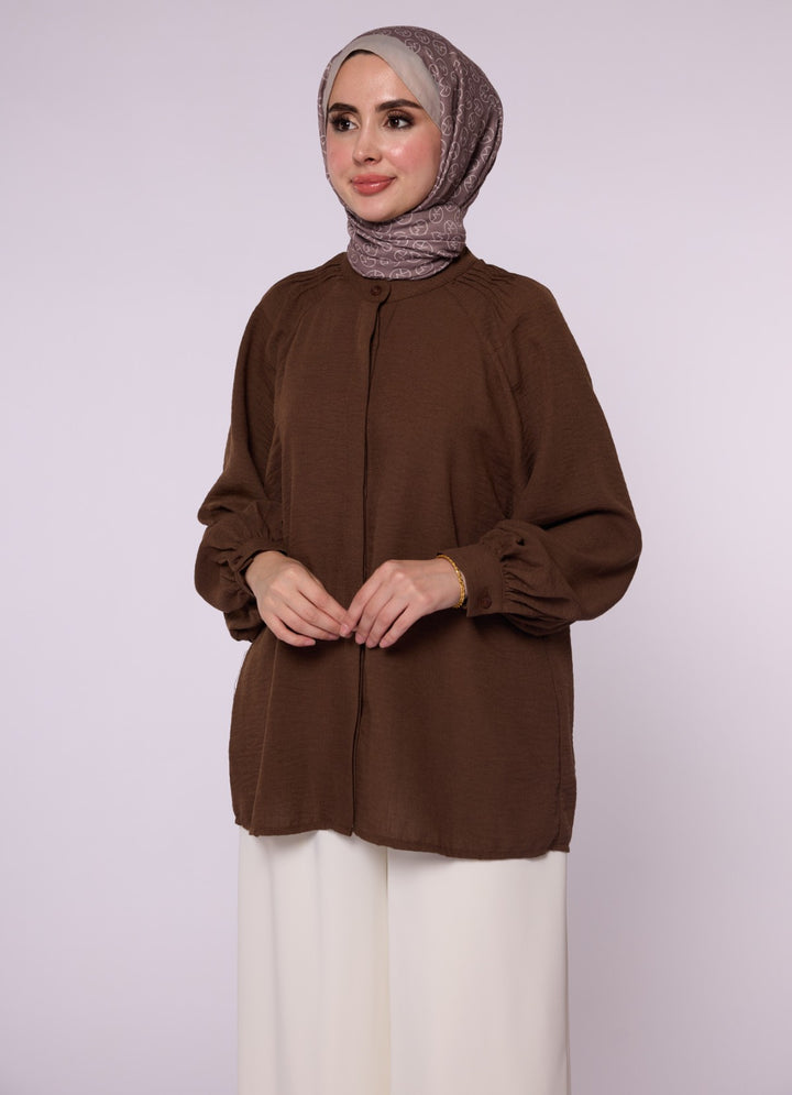 Reglan Kol Gizli Pat Tunik Gömlek